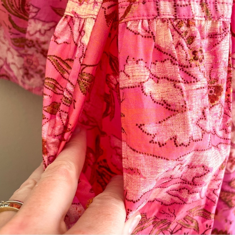 Ulla Johnson | Leiko Floral Print Tropical Pink Dress, Vacation, 8 - Picture 8 of 16